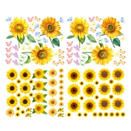 Alnicov Sunflower Wall Stickers with Butterfly,118Pcs Removable Yellow Flower Wall Decals for Bedroom LivingRoom Bathroom Kitchen Party Decor