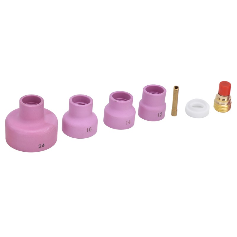 7Pcs TIG Gas Lens Kit Ceramic Cup Electrode Holder Connector