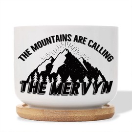 DecStic The Mountains are Calling The Custom Name Ceramic Planters Literary Quote Pots for Plants with Drainage Holes and Saucers Pot for Succulents Cactus Garden Windowsill