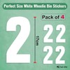 Pack of 4 White Wheelie Bin Stickers Number - 2