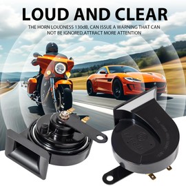 FARBIN Horn 12V Car Horn Loud Motorcycle Horn Waterproof Train Horn High Low Tone Electric Snail Horn Kit for Car Moto Truck SUV (Black)