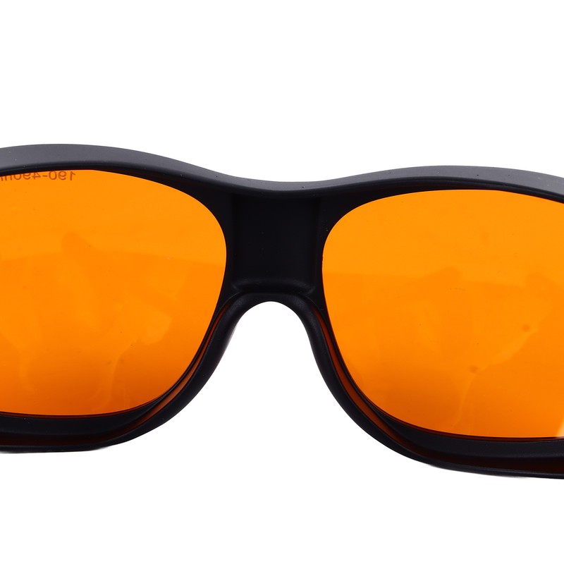 Safety Goggles 190 to 490nm Black Frame Orange Lens OD5