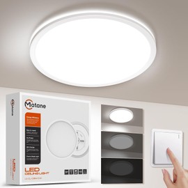 Matane LED Ceiling Light 18 W Flat Ceiling Light 3 Colours 3000/4000/5000 K, 3 Levels Dimmable, 1800 LM Modern Lamp for Hallway, Bedroom, Kitchen, Bathroom, Balcony, Basement, Round, Ultra Thin 22 cm