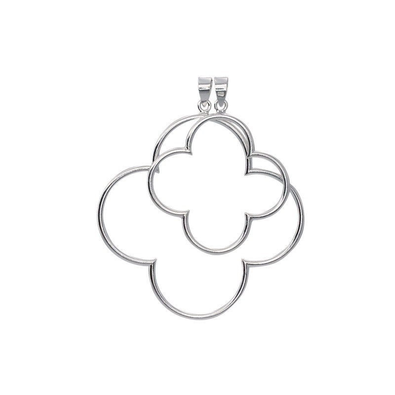 SILBERMOOS Women's Large Pendant Flower Clover Shiny 925 Sterling Silver,