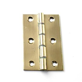 Merriway BH02209 Double Steel Washered Hinge, 75mm (3 inch) - Polished Brass, Pack of 2