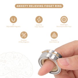 Anxiety Rings for Women Men, Support DIY Audible Toggle Magnetic Fidget Ring, Stainless Steel Rings Stress Toy Office Desk EDC