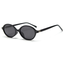 LIGOES Small Oval Sunglasses Polarised TR90 Sunglasses Retro Vintage Retro Korean Style Selfies In Glasses Shadow, black