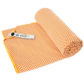 pandoo Bamboo Travel Towel | Made from Eco-friendly Nylon & Bamboo-Activated Carbon Fibres | Extremely Absorbent, Soft & Anti-Bacterial | Suitable for Sports, Travel & Trekking, | orange 200 x 80 cm