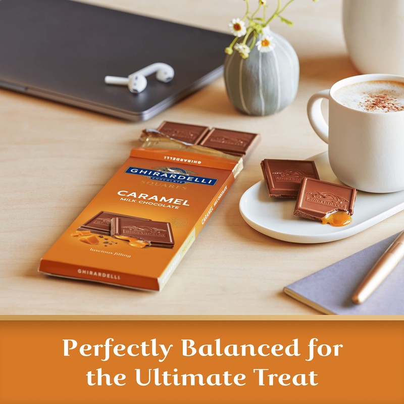 GHIRARDELLI Caramel Milk Chocolate Squares Bar, 4.8 OZ Bar (10