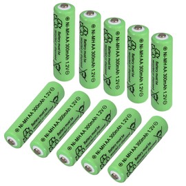 Zsolarigt Rechargeable AA 300mAh Solar Batteries NiMh 1.2v Pre-Charged Double A Battery for Outdoor Solar Garden Landscape Lights,Solar Lantern,10 Pack