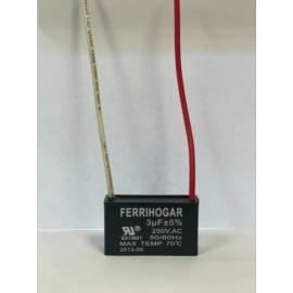 FERRIHOGAR NEW!! Ceiling Fan Run Capacitor 3 uf 250vac 2 Wires 50/60 Hz CBB61