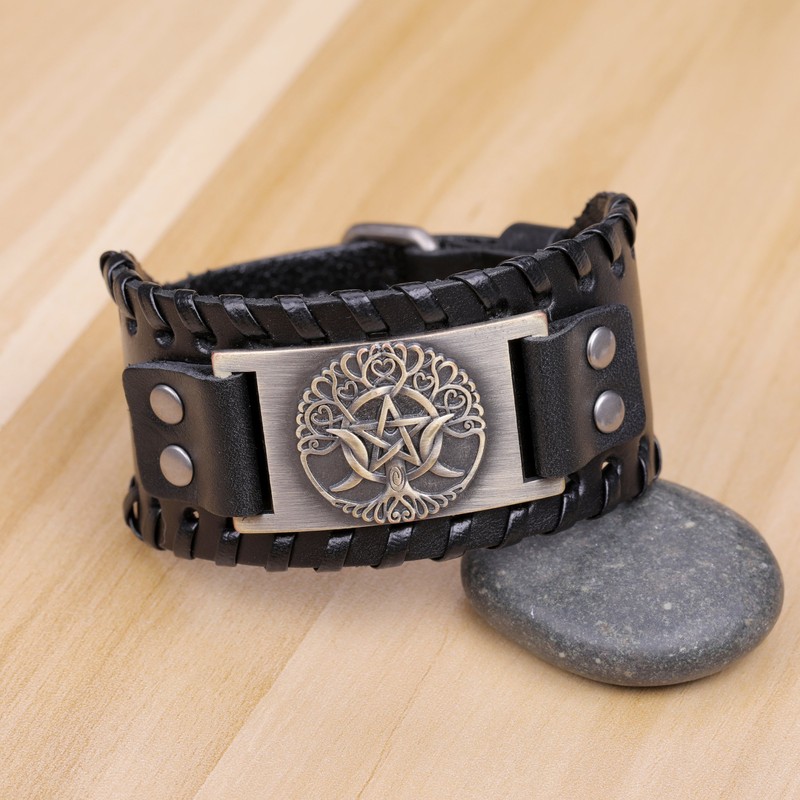 TEAMER - Silver Alloy Leather Bracelet Cuff Unisex Modern, Unit