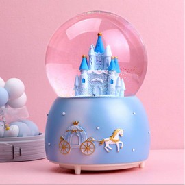 Music Box Crystal Ball Castle Music Box Colourful Night Light Snow Globe Car Rotating Music Box Home Decoration Children Girls Women Romantic Gift for Birthday Valentine's Day Christmas