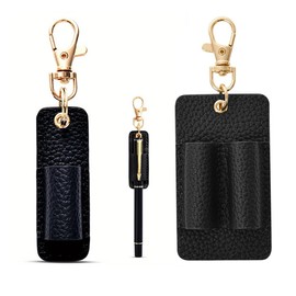 Pen Holder Set of 2 Lanyard Pen Holder PU Leather Anti-lost Pen Stove with Metal Clip Increases Usage Space Pen Storage Easy to Carry Student Nurse, Black, Exquisite