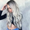 Darklove Peluca Larga De Mujer Color Gris Degradado Pelo Ola
