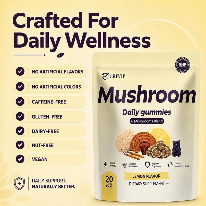 Daily Mushroom Gummies for Brain Health Support, 20 ct