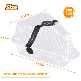 200 recipientes para tartas con tapas, de plástico transparente con bisagras para tartas de queso individuales desechables triangulares para tartas de tarta, tres leches, flan, postres, para llevar Togo