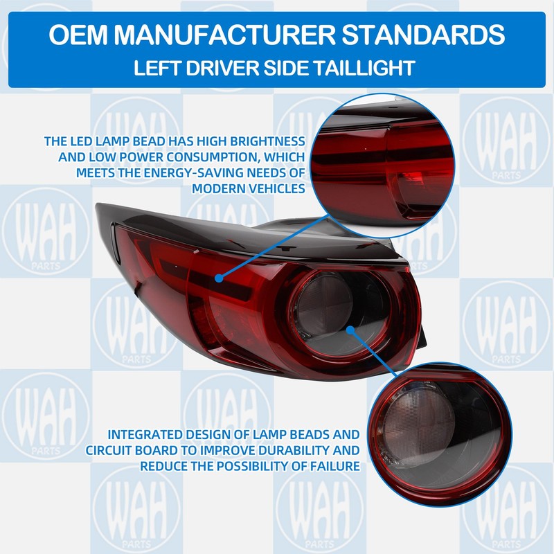 Wahparts LED Driver Left Side Tail Light Assembly Outer Compatible