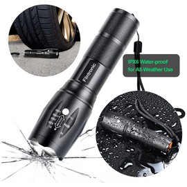 flintronic LED Torches, 2 Lumens, Waterproof Hand Torch, 5 Modes, Mini Torch, Zoomable Focus, Gift, Super Bright Tactical Torch for Children, Fishing, Emergency Lighting, Pack of 2