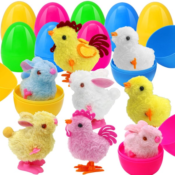 8pcs Easter Egg Prefilled with Wind Up Toys Inside, Easter