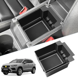 SKTU For Seat Ateca 2016-2024 Glove Box Armrest Storage Compartment Centre Console Central Control Storage Box Storage Box (White)