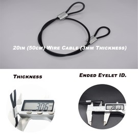 Bytiyar 10 pcs 20 inch (50cm) 3mm Thickness Stainless Steel Wire Cable with Loops Vinyl Cover Coated Short Rope Lanyard Lock Safety Tether Chains, Black