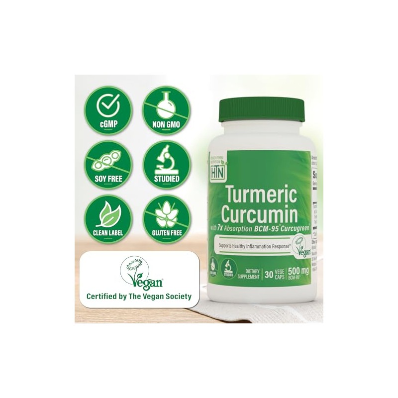 Health Thru Nutrition Complejo de curcumina y cúrcuma 500 mg