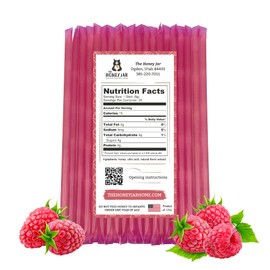 The Honey Jar Raspberry Flavored Honey Sticks - Pure Honey Straws For Tea, Coffee, or a Healthy Treat - One Teaspoon of Flavored Honey Per Stick - Made In The USA with Real Honey - (20 Count)