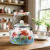 Butterfly Floral Enamel Tea Kettle, 2.5L Stovetop Teapot with Porcelain
