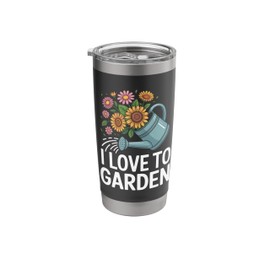 I Love To Garden Beautiful Floral Watering Can Stainless Steel Insulated Tumbler