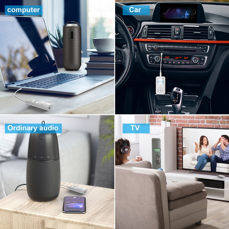 Bluetooth 5.0 Transmitter Receiver Bluetooth Audio Transceiver with Display Screen