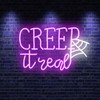 Creep It Real Halloween Neon Sign with Ghost & Spider