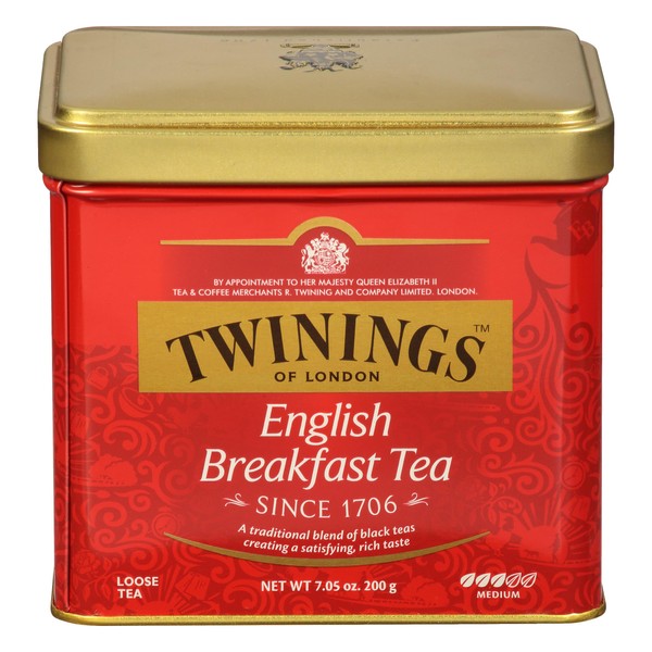 Twinings English Breakfast Loose Tea Tins, Pack of 6, 7.05 Ounce Tins, Smooth, Flavourful, Robust Black Tea, Caffeinated