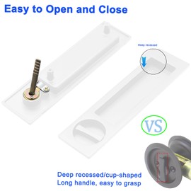Dontay Pocket Door Handle, Modern Rectangular Keyed Entry Function, (Bed/Bath) Pull Latch, Recessed Sliding Door Hardware for 1 3/8” to 2 3/16” Thickness (Keyed Entry Lock, White, 2 Pack)