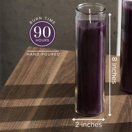 Simply Soson 2x8 inch Purple Devotional Candles in Glass Jar - 3 Pack - 90 Hours – Prayer Candle - Tall Pillar Candles for Religious, Memorials, Party Decor
