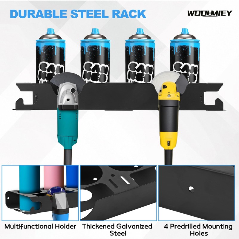 WODHMIEY Spray Bottle Storage Rack with Angle Grinder Holder, with