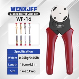 Deutsch Closed Barrel Crimper, Solid Barrel Contact & Circular Connector Contacts Crimping Tool (AWG 14-20) 4 Way Indent, 8 Impression Type，DT Connector Removal Tool,0411-310-1605 Blue Push Wire Tool