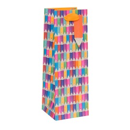 Glick Luxury Bottle Gift Bag, Thank You Teacher Bottle Bag, Gift Bag for Teacher, Pencils Thank You Design, 12.5X x 36 x 12cms, Multi-Coloured