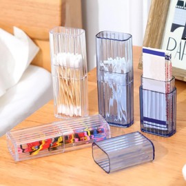 Asheyya 4PCS Cotton Bud Holder for Travel, Cotton Pad Dispenser, Toothpick Holder with Dustproof Lid for Swab Toothpicks