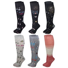 Dr. Motion Women 6 pairs pack everyday compression knee high socks (Assorted-B)