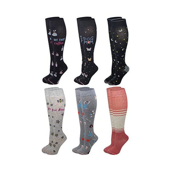 Dr. Motion Women 6 pairs pack everyday compression knee high