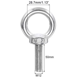 TA-VIGOR 2Pcs M12 x 50mm Lifting Long Eye Bolt, 304 Stainless Steel Wall Expansion Anchor Bolts, Masonry Concrete Screws Shoulder Eyebolt Lifting Ring with Nuts Washers for Hanging Hammock Article