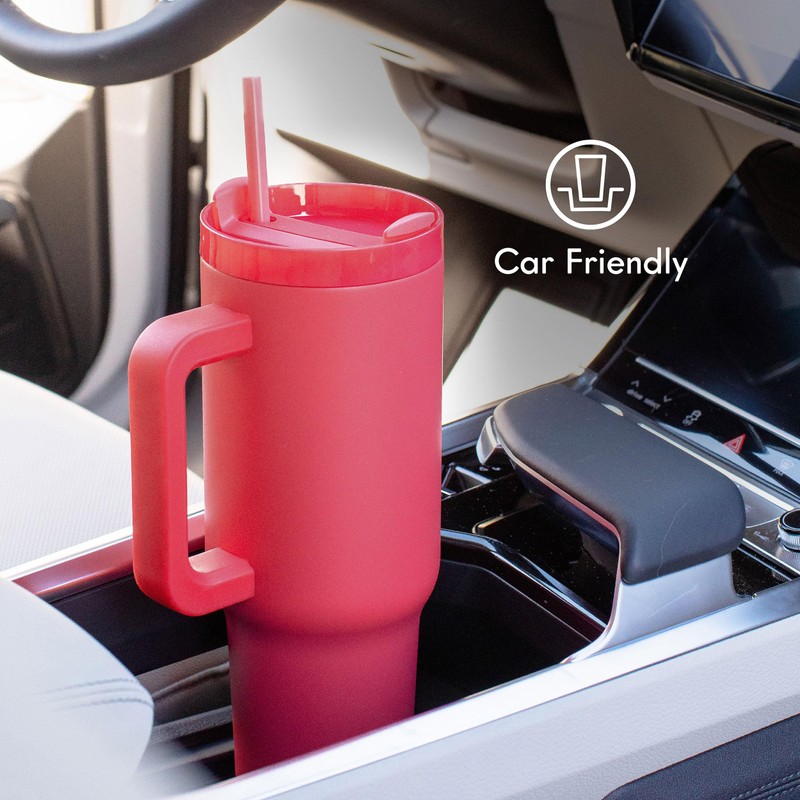 40oz Stainless Steel Handle Tumbler with Triple Insulation & Copper