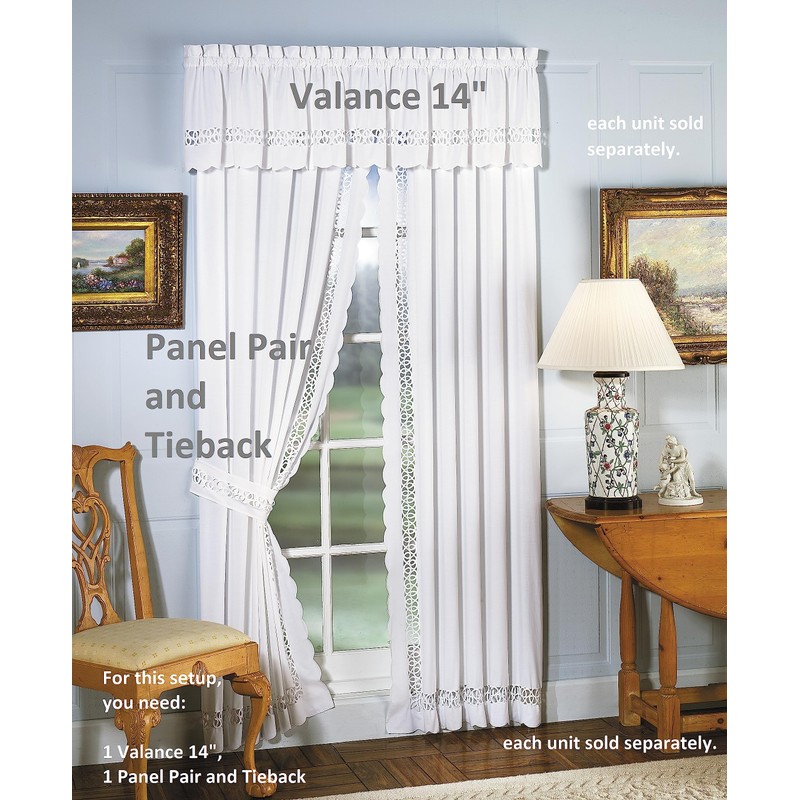 Today's Curtain, Hellina Tapework Panel Pair 84", White, 4-Piece-Set, 80"
