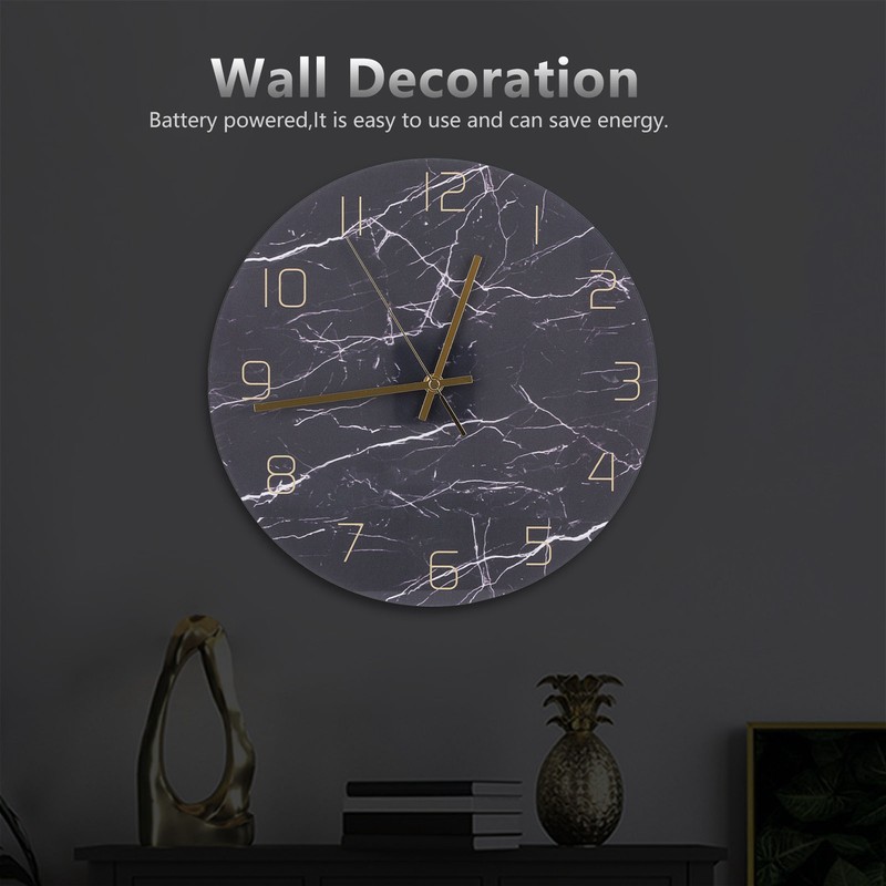 Wall Clock Nordic Decorative Marble Printing Mute Round Hanging Clock