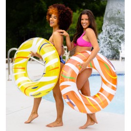 monsoon [Citrus] 2-Pack Luxury Pool Floats Swimming Float Beach Tube Floaties Ring Tubes - Orange Yellow