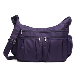 VOLGANIK ROCK Crossbody Purses for Women Shoulder Handbags Lightweight Waterproof Nylon Travel Bag Ladies Pocketbooks(Purple-Large)