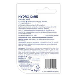 LABELLO Bálsamo labial Hydro Care (4.8g) protector labial hidratante FPS 15 con Vitamina E libre de aceites minerales