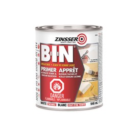 Zinsser 00904 B-I-N Pigmented Shellac Oil Primer-Sealer & Stain Killer, White, 1 Quart