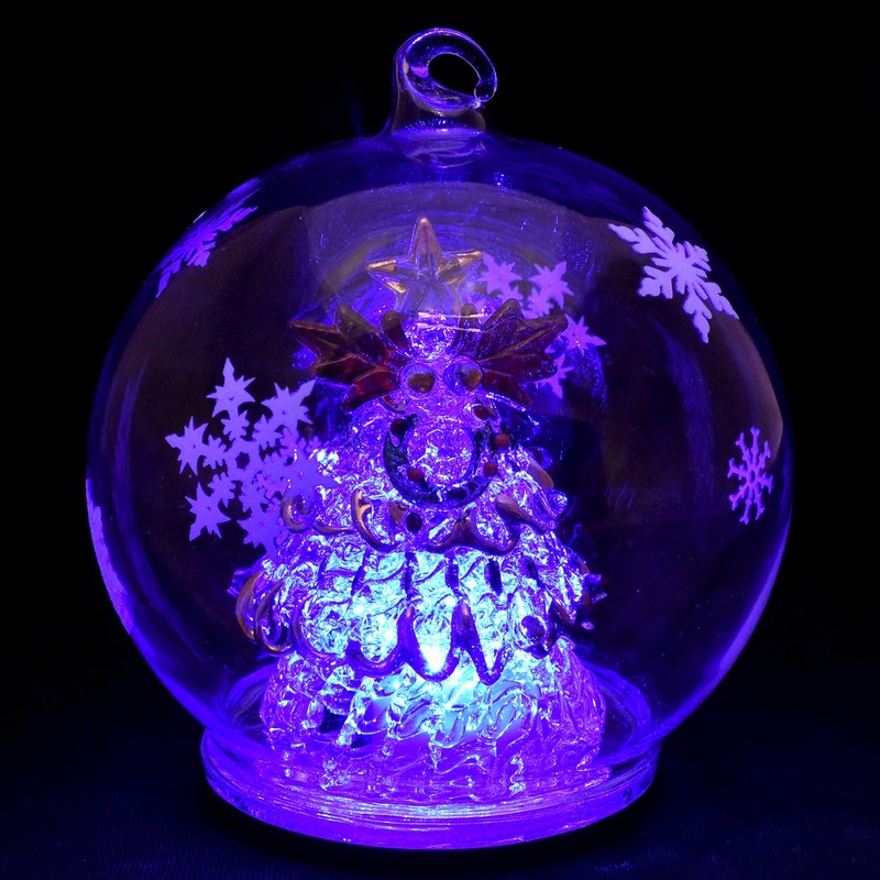 Four Cart Cute Handmade Glassware LED Dome Green Tree